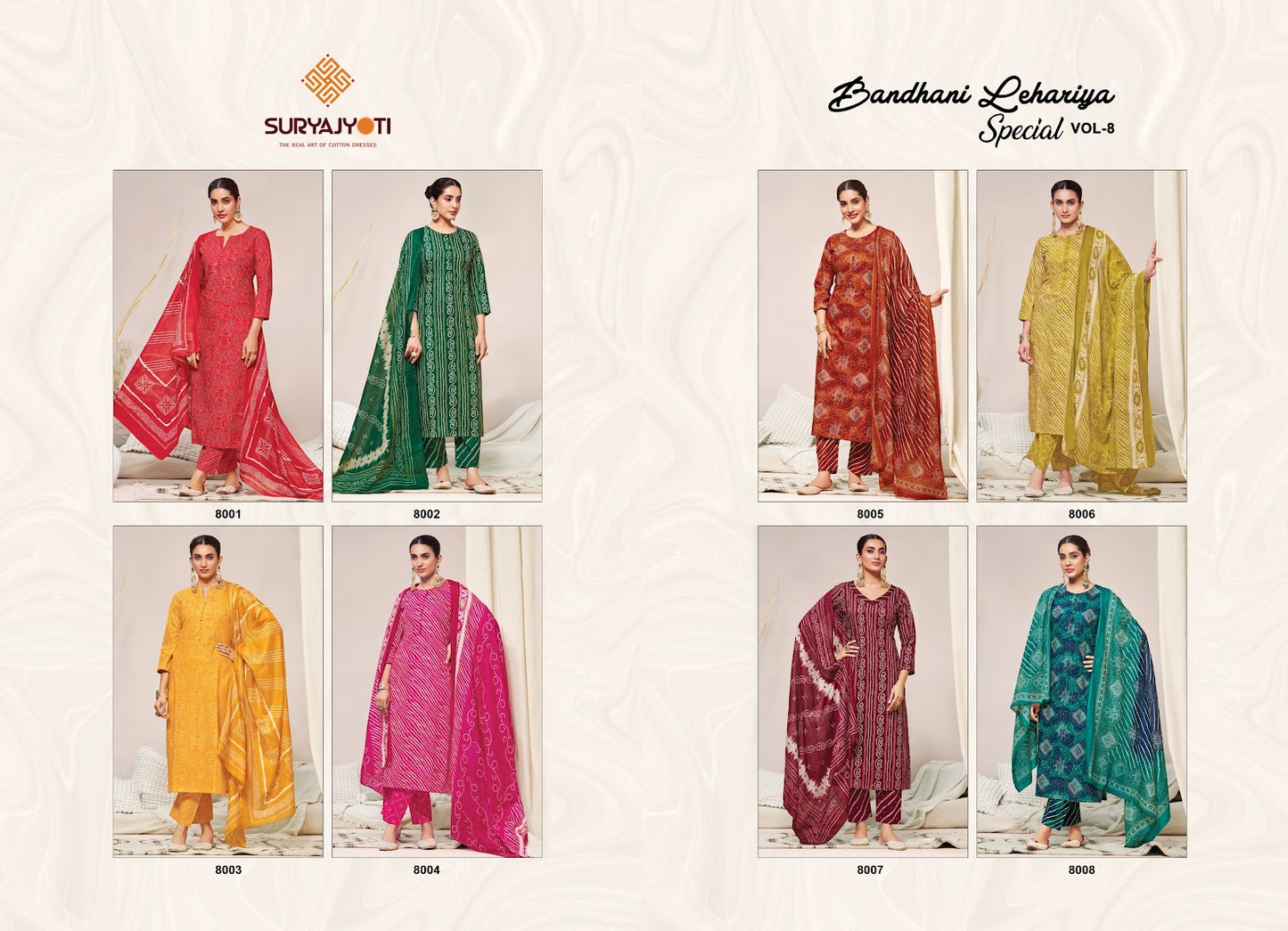 Bandhani Lehariya Special Vol 8 Suryajyoti Readymade Cotton Pant Suits Wholesale Rate