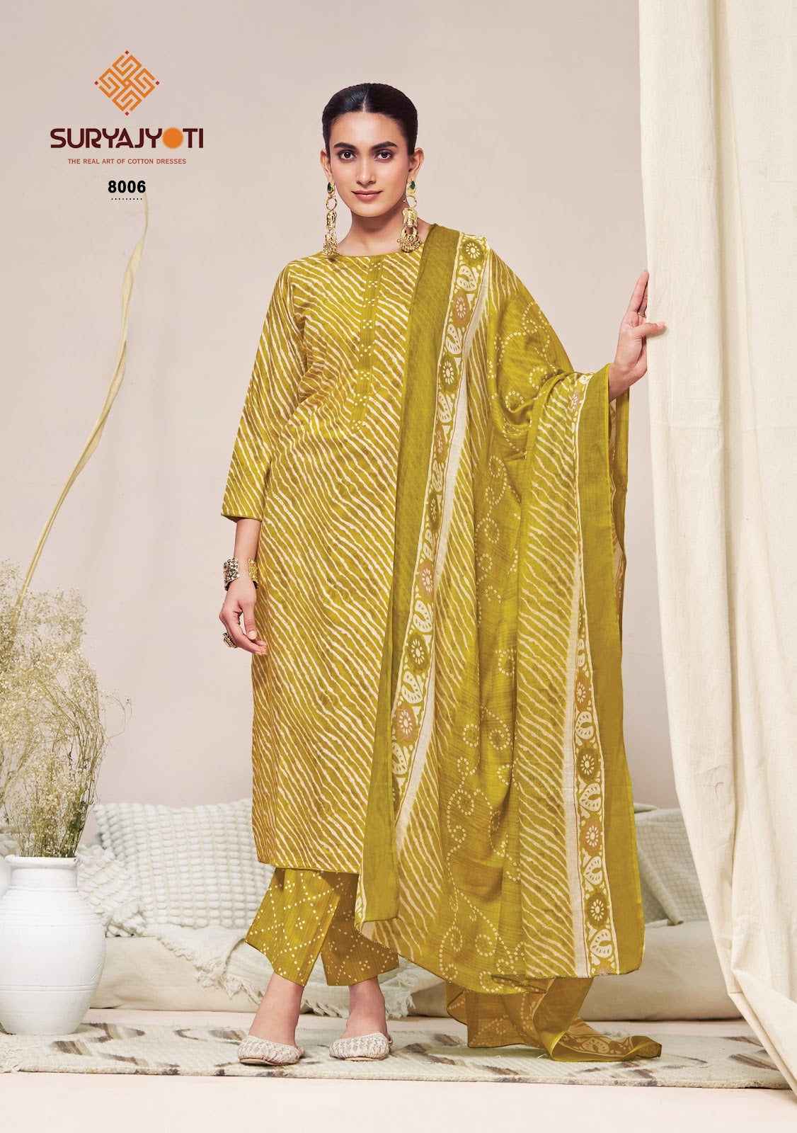 Bandhani Lehariya Special Vol 8 Suryajyoti Readymade Cotton Pant Suits Wholesale Rate