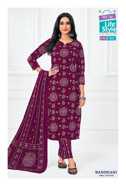 Bandhani Mcm Lifestyle Cotton Dress Material Wholesaler Ahmedabad