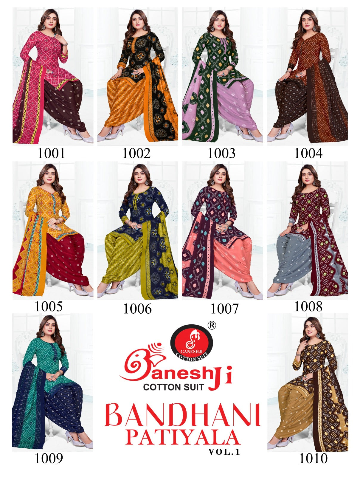 Bandhani Patiyala Vol 1 Ganeshji Cotton Dress Material Wholesale Rate