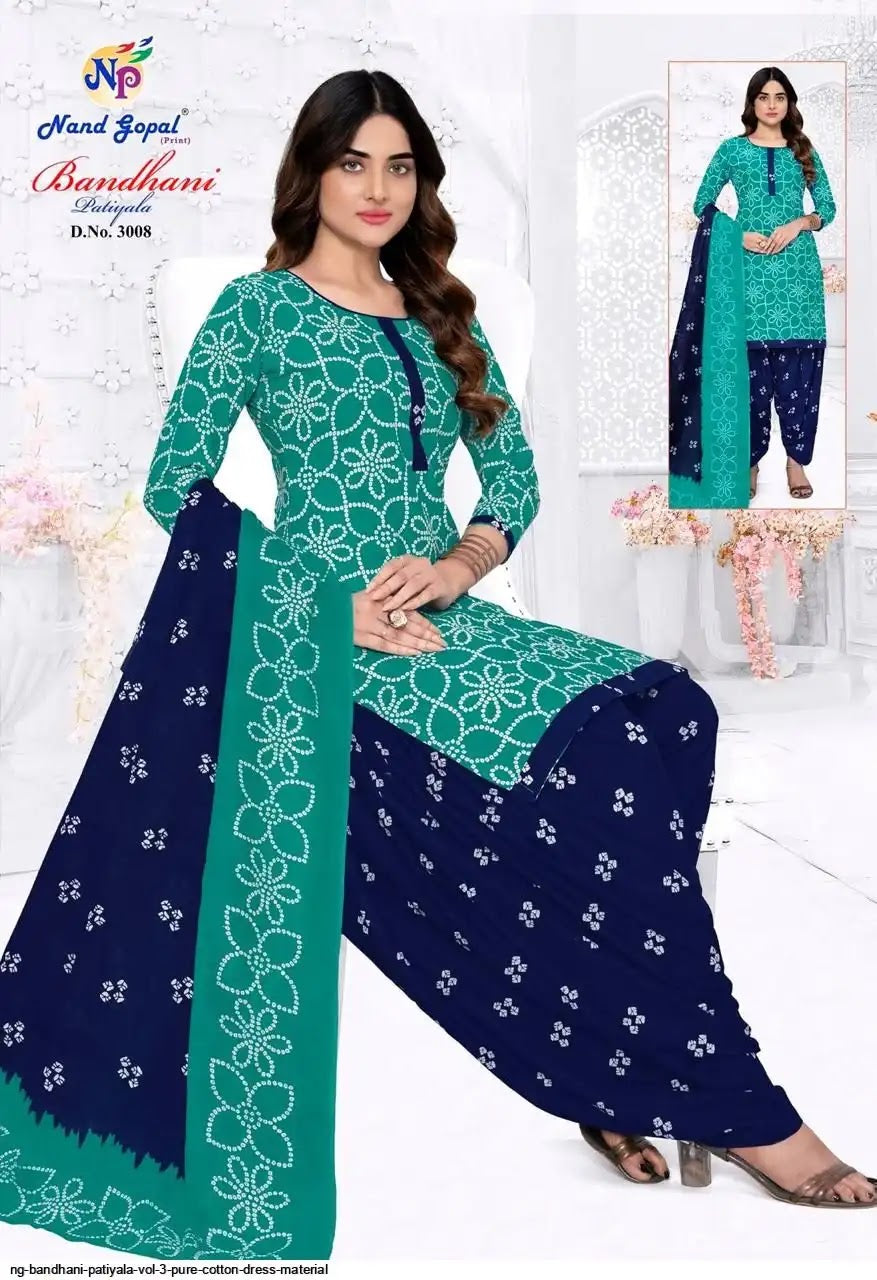 Bandhani Patiyala Vol 3 Nandgopal Cotton Dress Material Exporter Ahmedabad