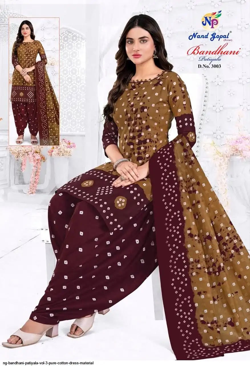 Bandhani Patiyala Vol 3 Nandgopal Cotton Dress Material Exporter Ahmedabad