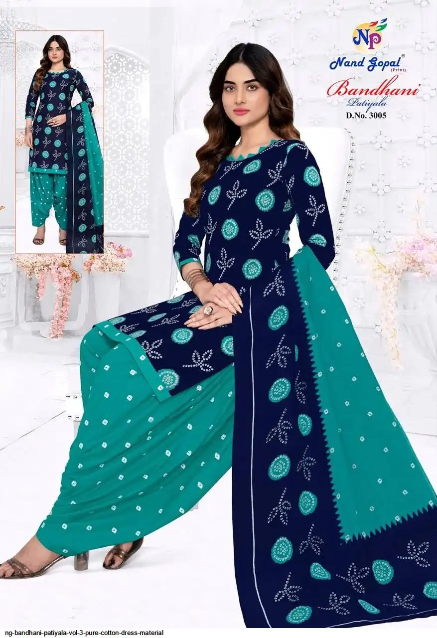 Bandhani Patiyala Vol 3 Nandgopal Cotton Dress Material Exporter Ahmedabad