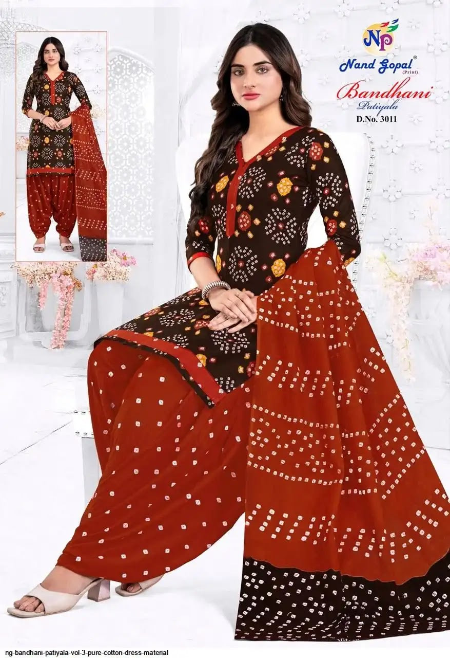Bandhani Patiyala Vol 3 Nandgopal Cotton Dress Material Exporter Ahmedabad