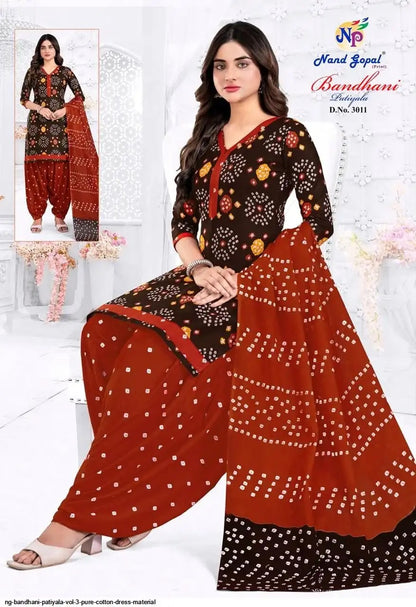 Bandhani Patiyala Vol 3 Nandgopal Cotton Dress Material Exporter Ahmedabad