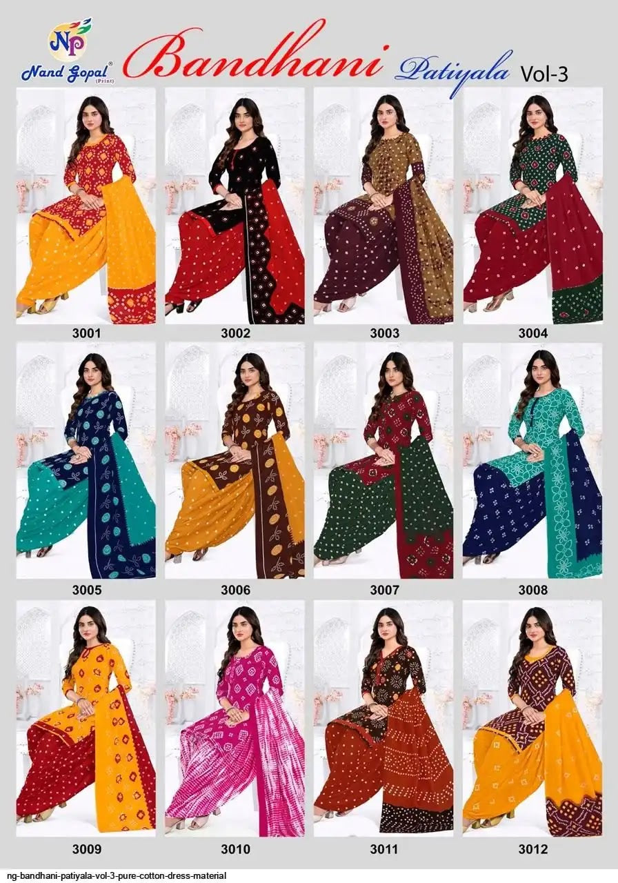 Bandhani Patiyala Vol 3 Nandgopal Cotton Dress Material Exporter Ahmedabad