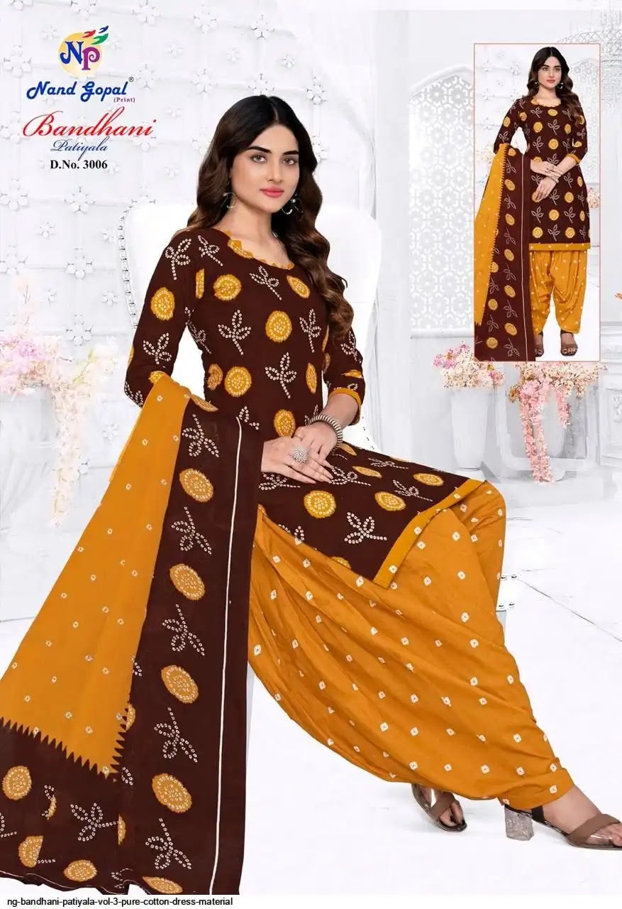 Bandhani Patiyala Vol 3 Nandgopal Cotton Dress Material Exporter Ahmedabad