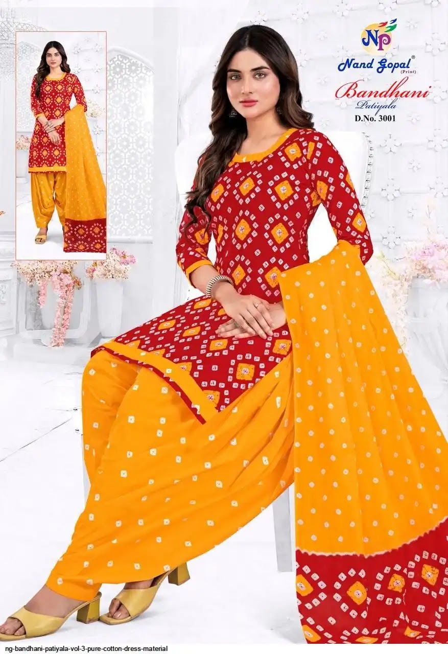 Bandhani Patiyala Vol 3 Nandgopal Cotton Dress Material Exporter Ahmedabad