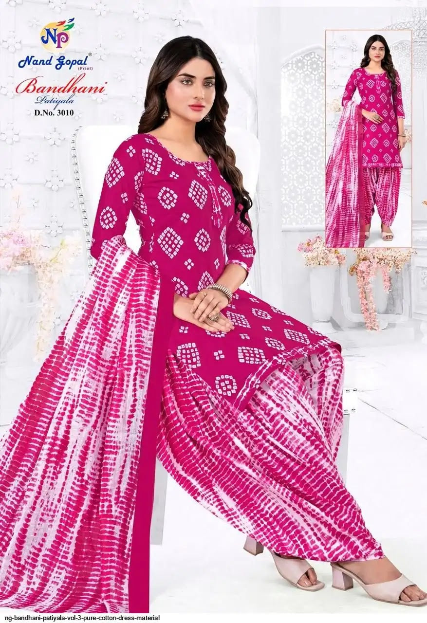 Bandhani Patiyala Vol 3 Nandgopal Cotton Dress Material Exporter Ahmedabad
