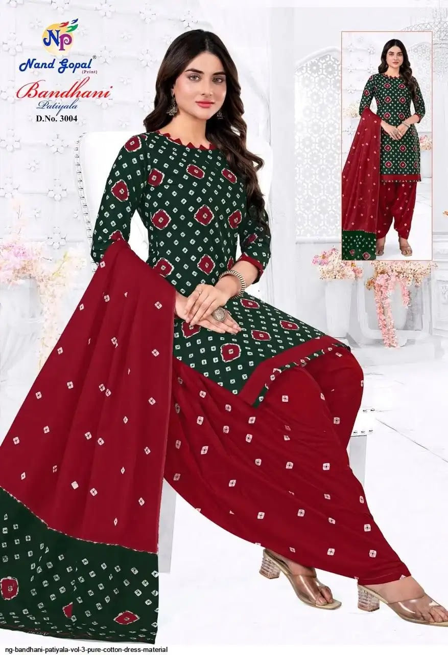Bandhani Patiyala Vol 3 Nandgopal Cotton Dress Material Exporter Ahmedabad