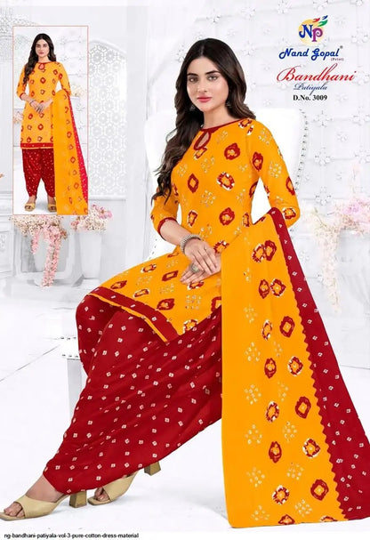 Bandhani Patiyala Vol 3 Nandgopal Cotton Dress Material Exporter Ahmedabad