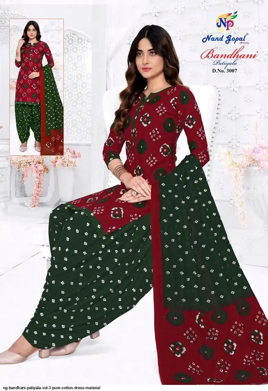 Bandhani Patiyala Vol 3 Nandgopal Cotton Dress Material Exporter Ahmedabad
