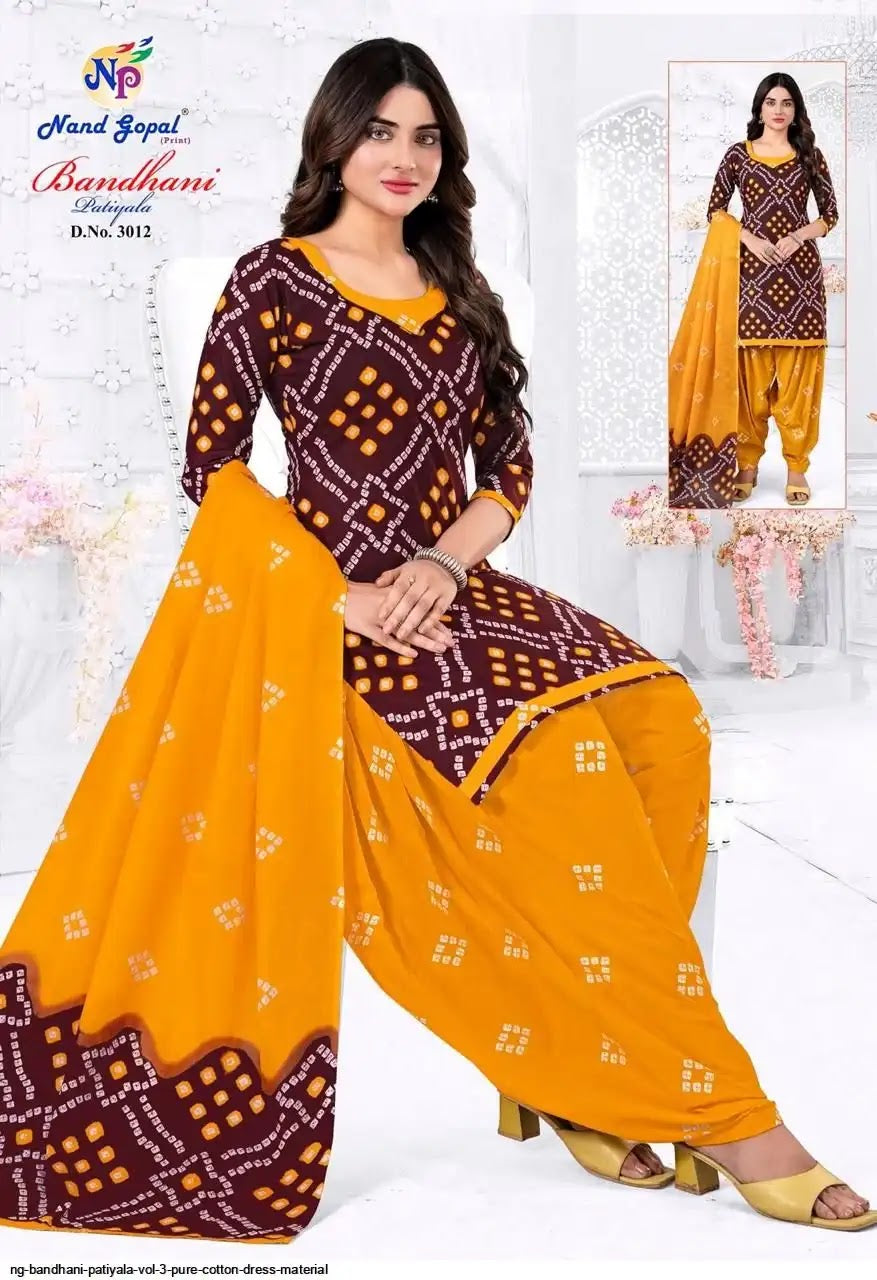 Bandhani Patiyala Vol 3 Nandgopal Cotton Dress Material Exporter Ahmedabad
