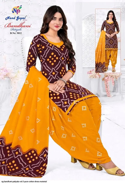 Bandhani Patiyala Vol 3 Nandgopal Cotton Dress Material Exporter Ahmedabad