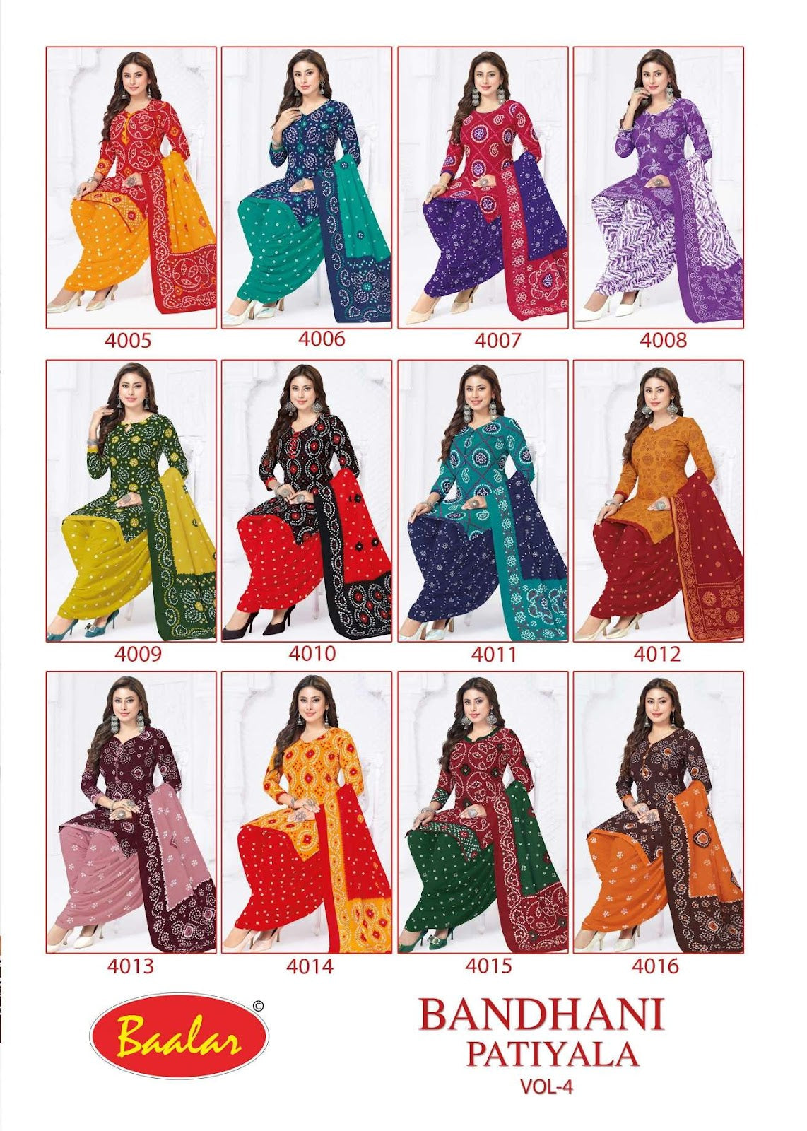 Bandhani Patiyala Vol 4 Baalar Cotton Dress Material Wholesale Rate