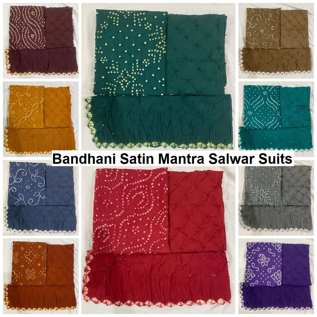 Bandhani Satin Mantra Salwar Suits Exporter Ahmedabad