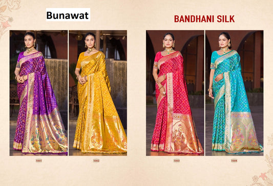 Bandhani Silk Bunawat Sarees Exporter