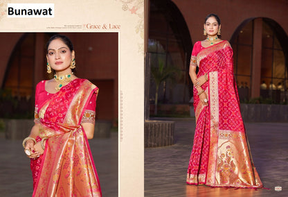 Bandhani Silk Bunawat Sarees Exporter