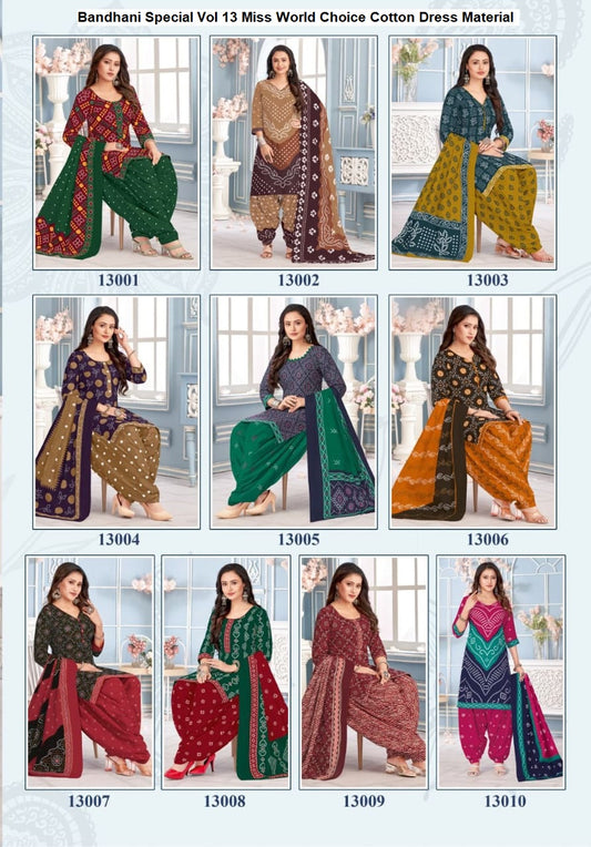 Bandhani Special Vol 13 Miss World Choice Cotton Dress Material Exporter