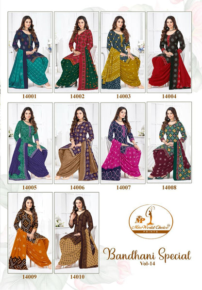 Bandhani Special Vol 14 Miss World Choice Cotton Dress Material Supplier Ahmedabad