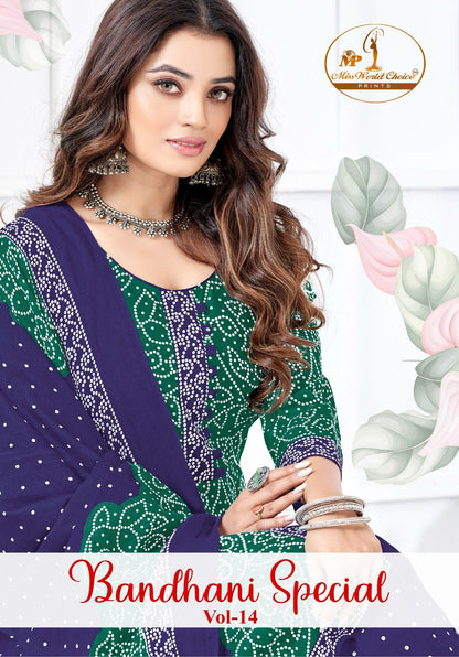 Bandhani Special Vol 14 Miss World Choice Cotton Dress Material Supplier Ahmedabad