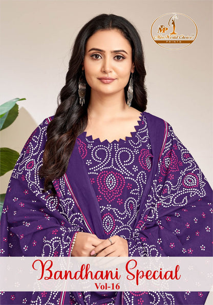 Bandhani Special Vol 16 Miss World Choice Cotton Dress Material Wholesaler Ahmedabad