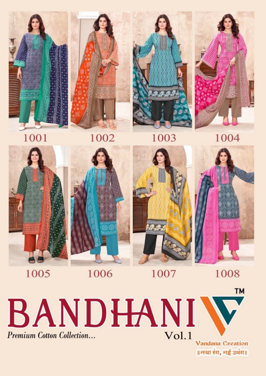 Bandhani Vol 1 Vandana Creation Soft Cotton Pant Style Suits Exporter