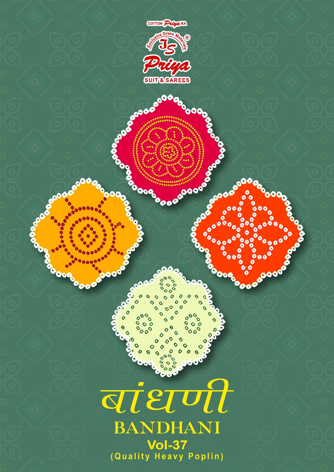Bandhani Vol 37 Js Priya Poplin Cotton Dress Material Wholesale
