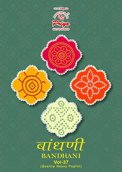 Bandhani Vol 37 Js Priya Poplin Cotton Dress Material Wholesale