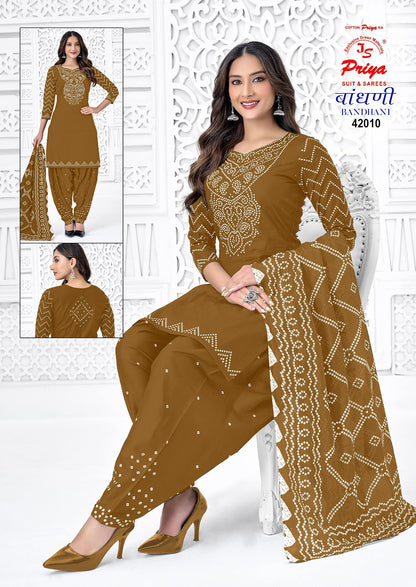 Bandhani Vol 42 Js Priya Poplin Cotton Dress Material Exporter