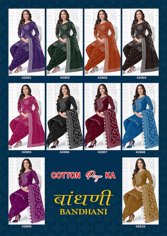 Bandhani Vol 42 Js Priya Poplin Cotton Dress Material Exporter