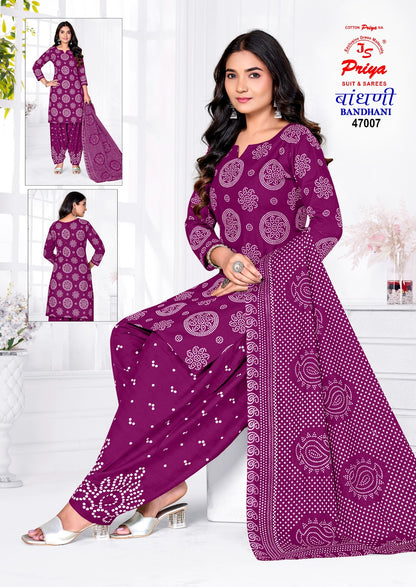 Bandhani Vol 47 Js Priya Poplin Cotton Dress Material Wholesale Price