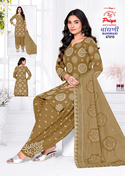 Bandhani Vol 47 Js Priya Poplin Cotton Dress Material Wholesale Price