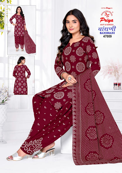 Bandhani Vol 47 Js Priya Poplin Cotton Dress Material Wholesale Price