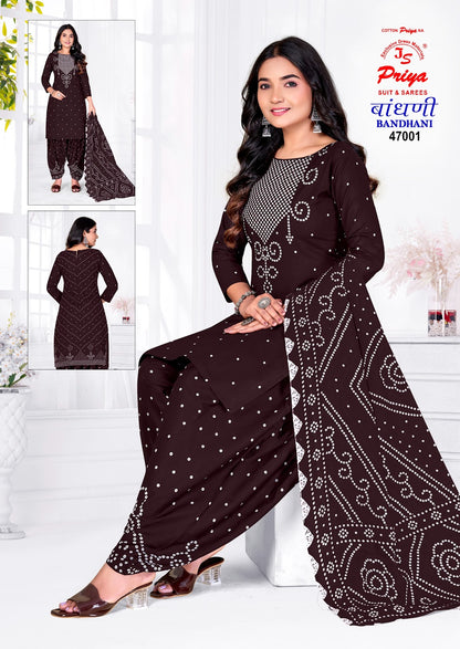 Bandhani Vol 47 Js Priya Poplin Cotton Dress Material Wholesale Price