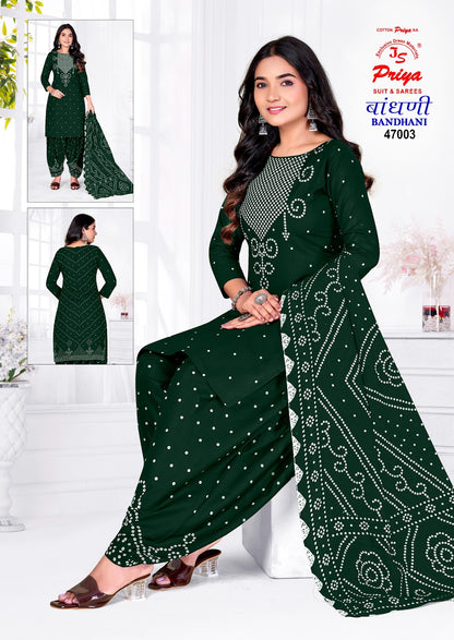Bandhani Vol 47 Js Priya Poplin Cotton Dress Material Wholesale Price