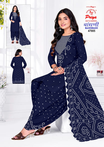 Bandhani Vol 47 Js Priya Poplin Cotton Dress Material Wholesale Price