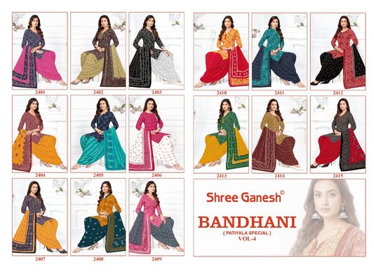 Bandhani Vol 4 Patiyala Special Shree Ganesh Readymade Cotton Salwar Suits Exporter