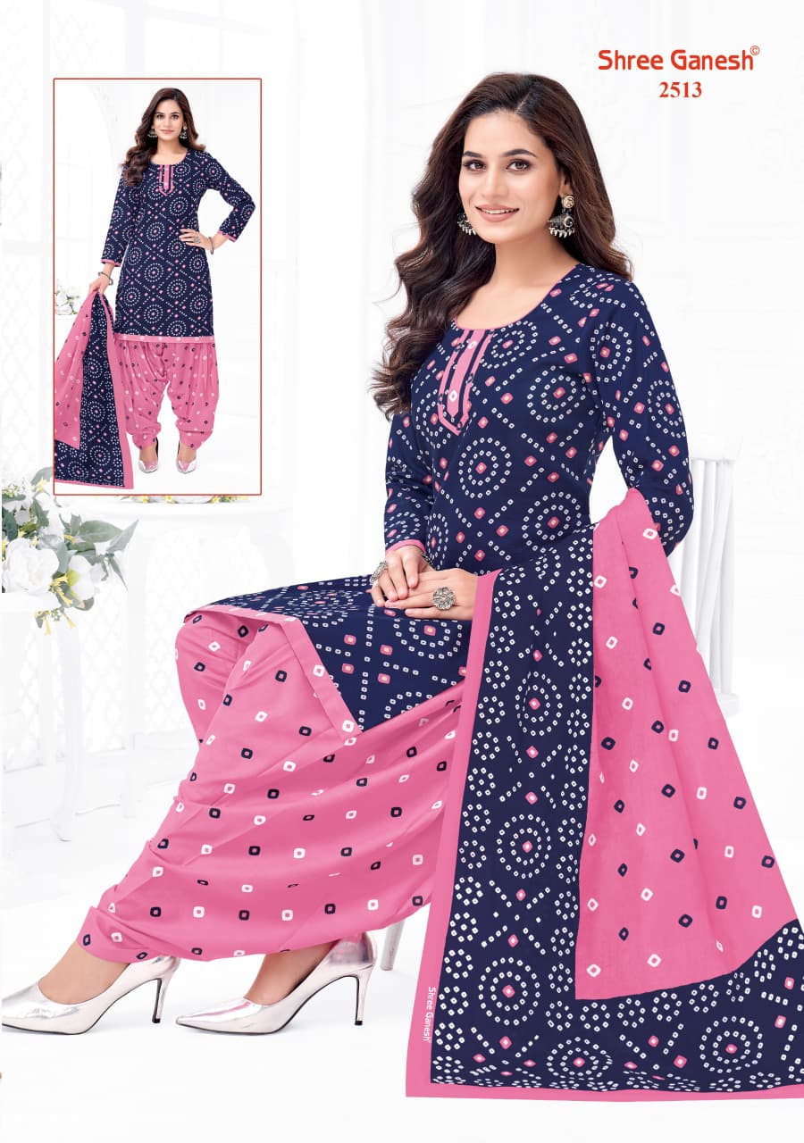 Bandhani Vol 5 Patiyala Special Shree Ganesh Cotton Dress Material Wholesale Price