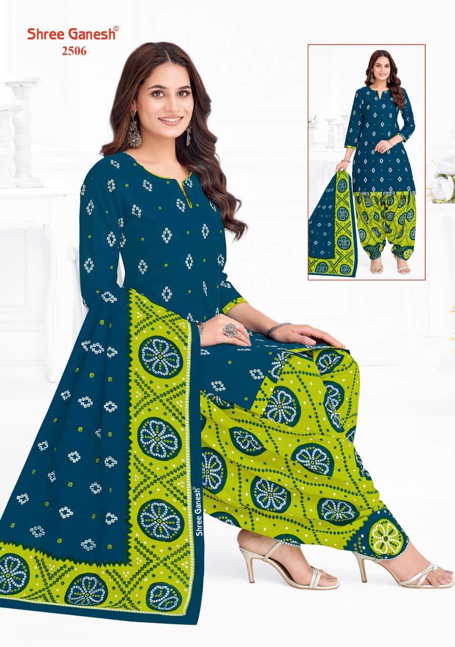 Bandhani Vol 5 Patiyala Special Shree Ganesh Cotton Dress Material Wholesale Price