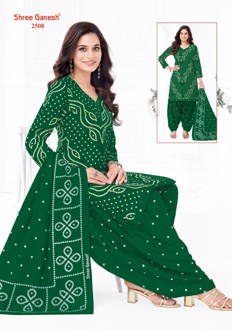 Bandhani Vol 5 Patiyala Special Shree Ganesh Cotton Dress Material Wholesale Price