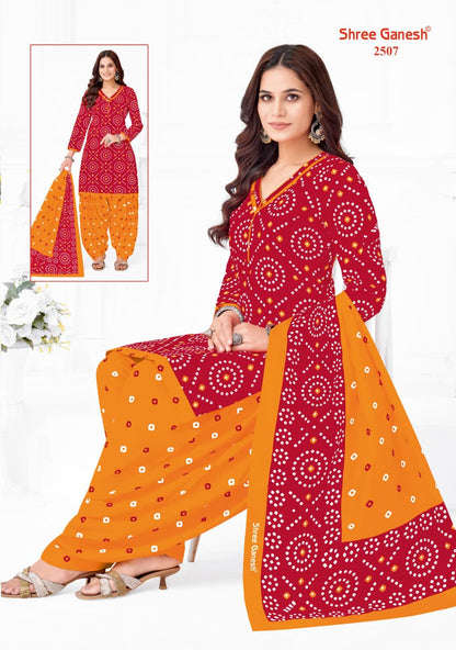 Bandhani Vol 5 Patiyala Special Shree Ganesh Cotton Dress Material Wholesale Price