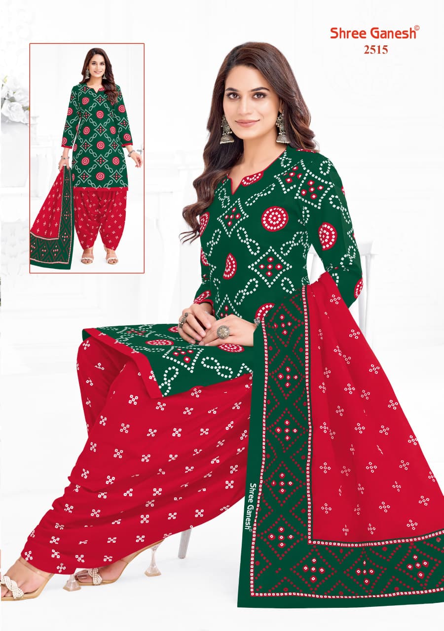 Bandhani Vol 5 Patiyala Special Shree Ganesh Cotton Dress Material Wholesale Price