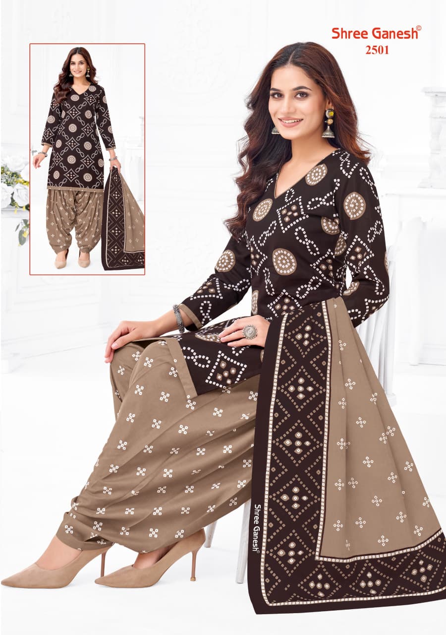Bandhani Vol 5 Patiyala Special Shree Ganesh Cotton Dress Material Wholesale Price
