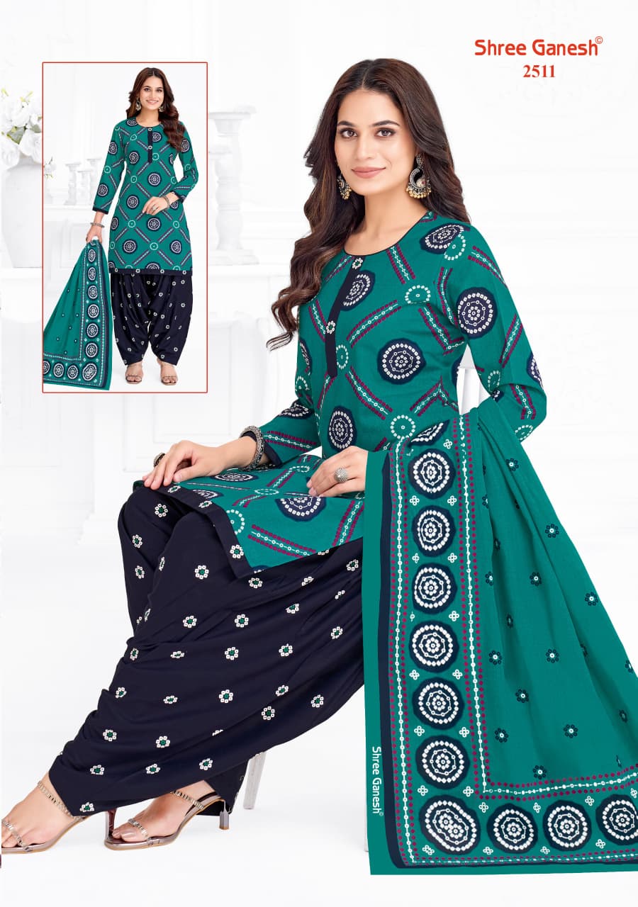 Bandhani Vol 5 Patiyala Special Shree Ganesh Cotton Dress Material Wholesale Price