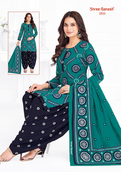 Bandhani Vol 5 Patiyala Special Shree Ganesh Cotton Dress Material Wholesale Price
