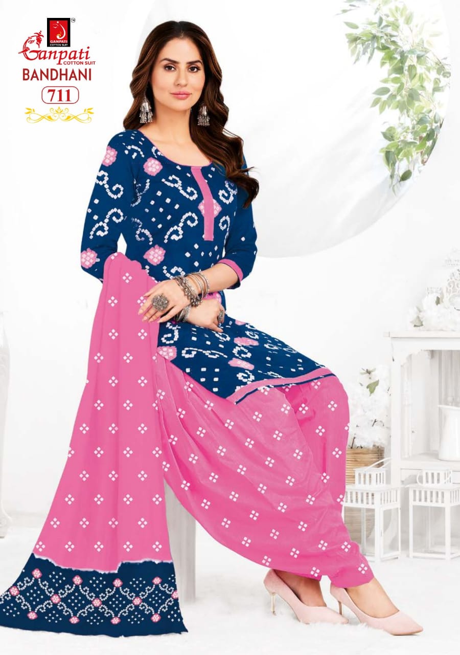 Bandhani Vol 7 Ganpati Cotton Patiyala Style Suits Supplier India