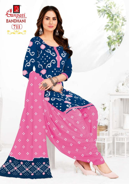 Bandhani Vol 7 Ganpati Cotton Patiyala Style Suits Supplier India