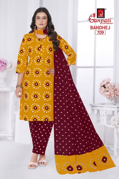Bandhani Vol 7 Ganpati Cotton Readymade Pant Style Suits Manufacturer