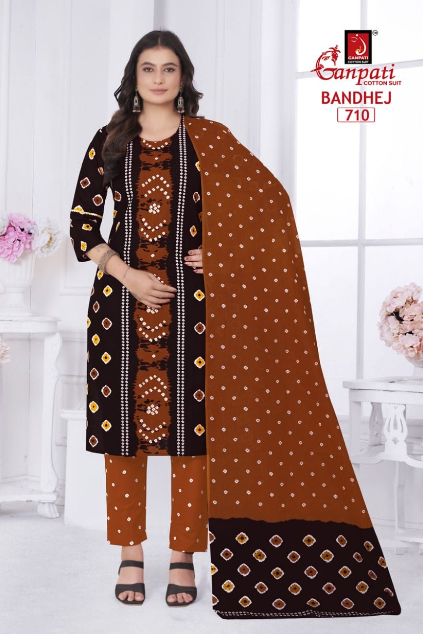 Bandhani Vol 7 Ganpati Cotton Readymade Pant Style Suits Manufacturer